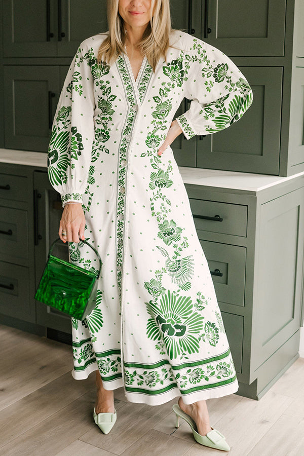 Paisley | Unique Print Long Sleeve Maxi Dress