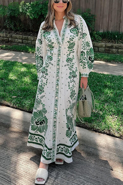 Paisley | Unique Print Long Sleeve Maxi Dress