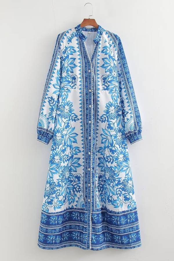 Paisley | Unique Print Long Sleeve Maxi Dress