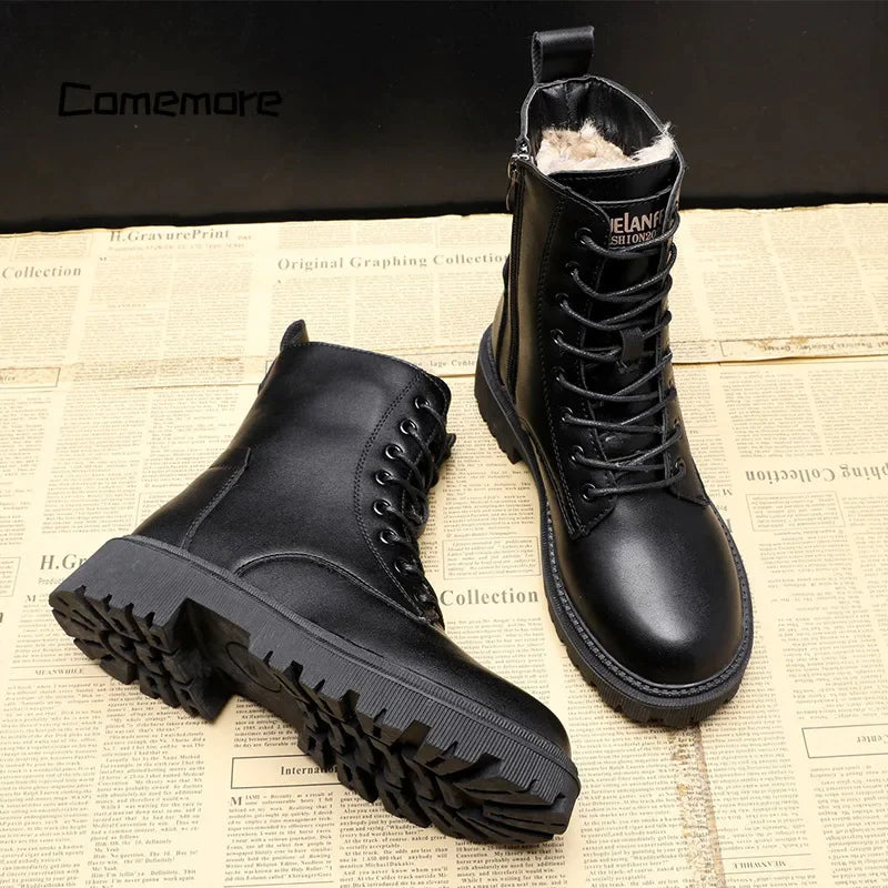 Delphine | Black leather winter boots