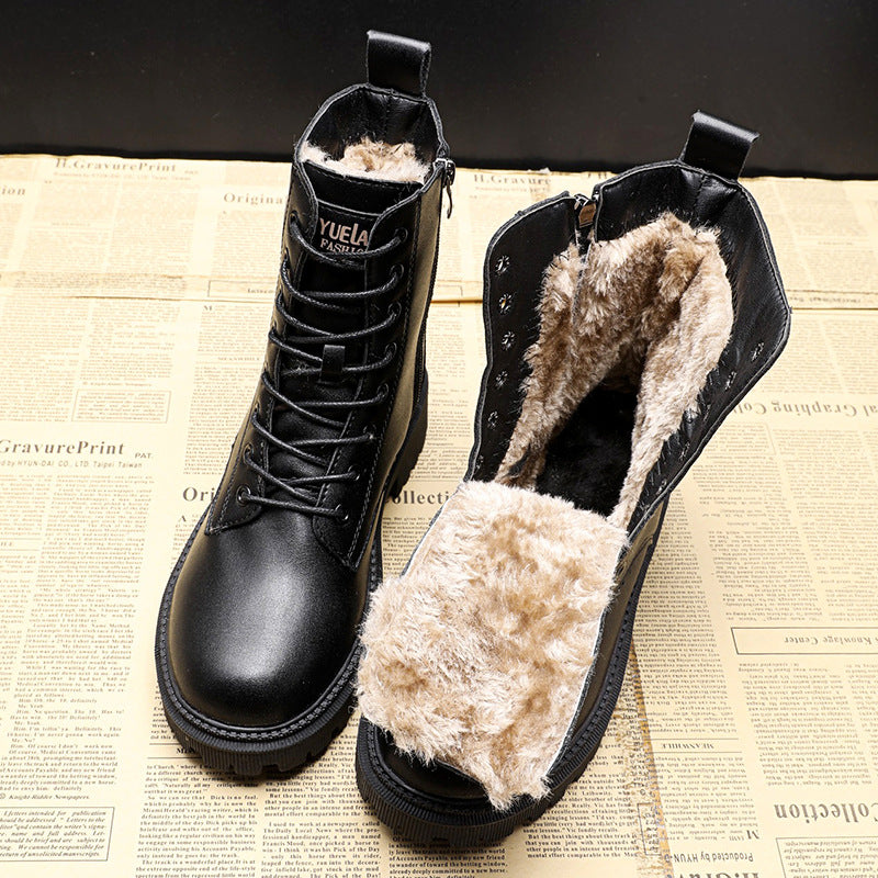 Delphine | Black leather winter boots