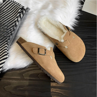 Natasha | Comfortable Winter Suede Cork Slippers