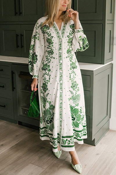 Paisley | Unique Print Long Sleeve Maxi Dress